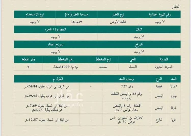 أرض للبيع في شارع الحارث ابن السهو ابن علس, حي الحساء, مدينة المدينة المنورة, منطقة المدينة المنورة