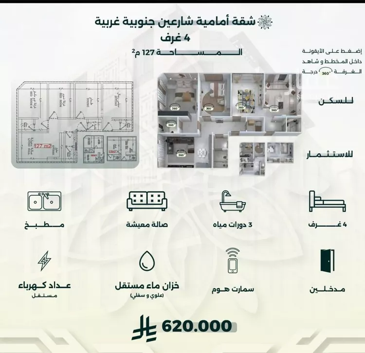 شقة للبيع في شارع احمد زين, حي الروضة, مدينة جدة, منطقة مكة المكرمة