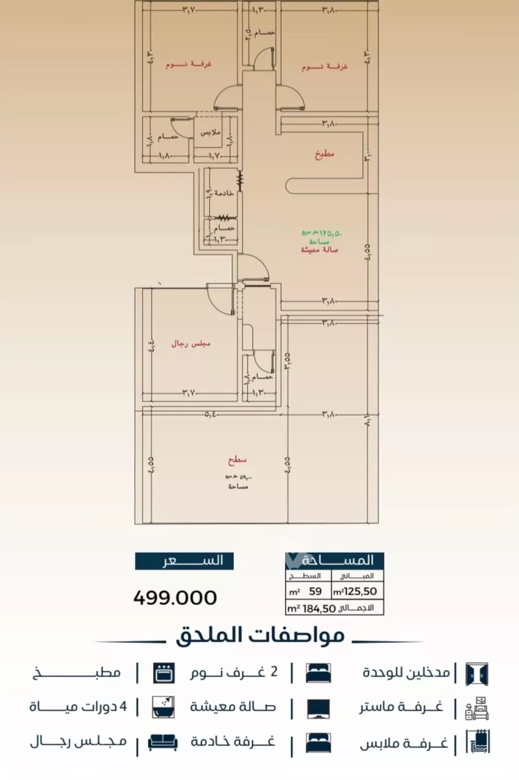 شقة للبيع في شارع جنانة, حي البوادي, مدينة جدة, منطقة مكة المكرمة 2