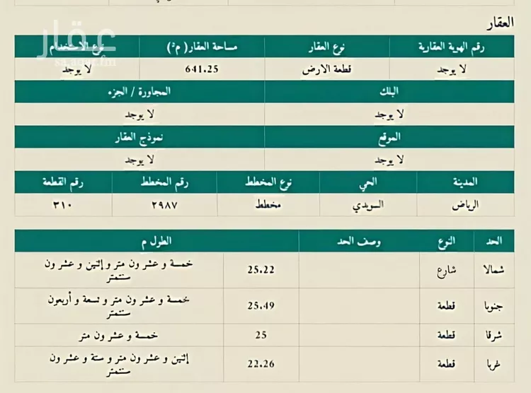 أرض للبيع في شارع السويدي العام الفرعي, حي السويدي, مدينة الرياض, منطقة الرياض صورة 2