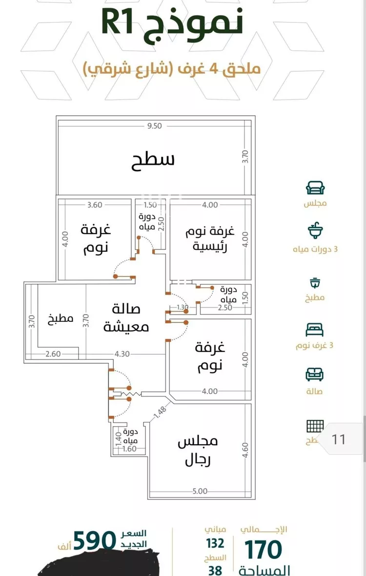 شقة للبيع في شارع الخليفة المأمون, حي الربوة, مدينة جدة, منطقة مكة المكرمة صورة 5