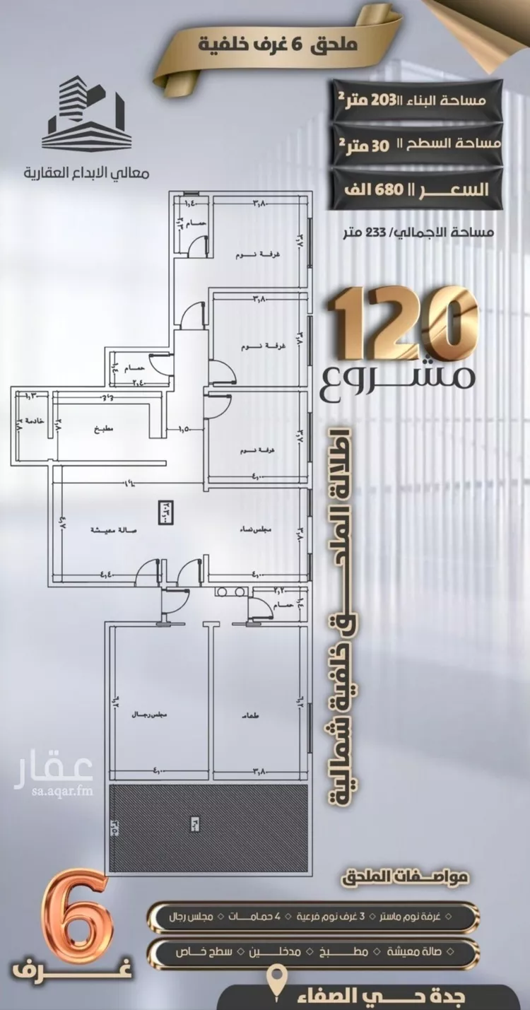 شقة للبيع في شارع ثابت ابن المنذر, حي الصفاء, مدينة جدة, منطقة مكة المكرمة