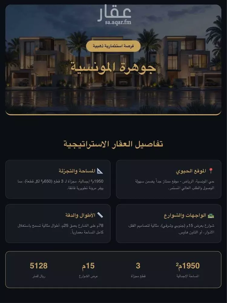 أرض للبيع في شارع رقم 244 ، حي المونسية ، الرياض ، منطقة الرياض 1 صورة