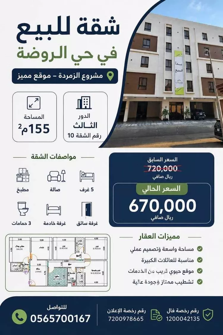 شقة للبيع في شارع ابن المتوكل, حي الروضة, مدينة جدة, منطقة مكة المكرمة