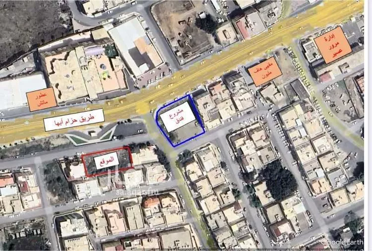 أرض للإيجار في شارع شارع وادي حنيفة, حي الضباب, مدينة أبها, منطقة عسير