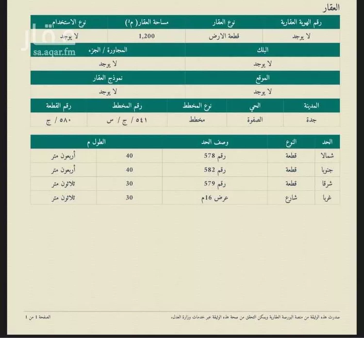 أرض للبيع في حي الصفوة, مدينة جدة, منطقة مكة المكرمة