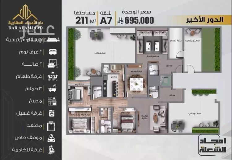 شقة للبيع في شارع 13ج ، حي الشعلة ، الدمام ، الدمام صورة 4