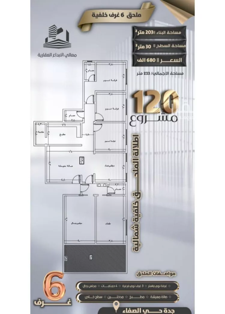 شقة للبيع في شارع جعفر ابن أبي الحكم, حي الصفاء, مدينة جدة, منطقة مكة المكرمة صورة 2