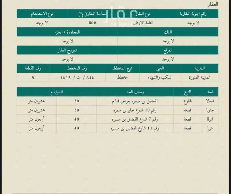أرض للبيع في شارع الفضيل ابن ميسره, حي السكب, مدينة المدينة المنورة, منطقة المدينة المنورة صورة 2