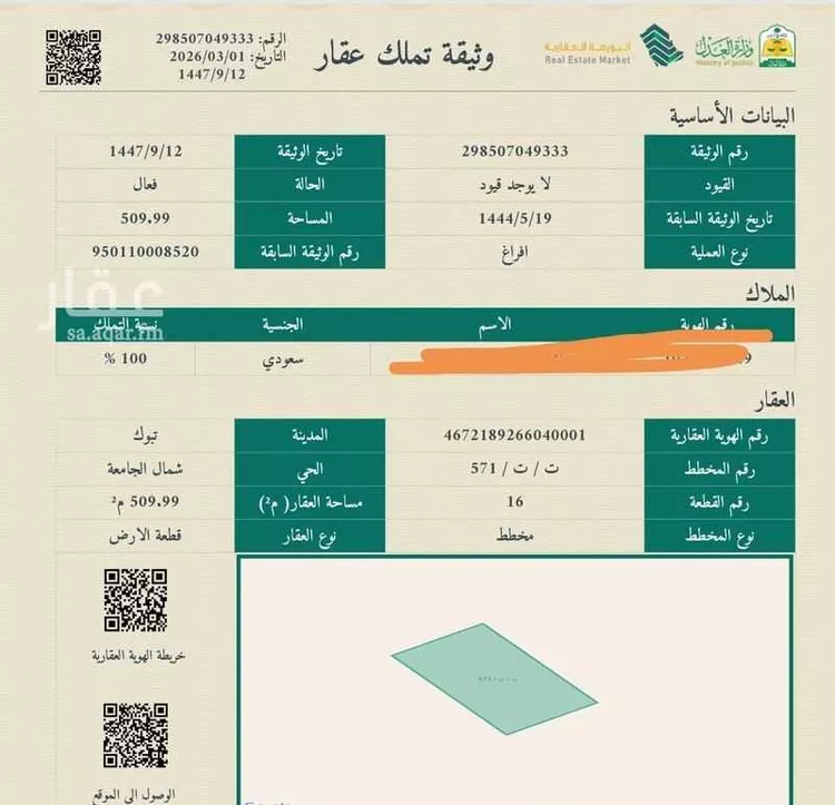 أرض للبيع في شارع ابو حجر الاعلى ، حي الإسكان ، تبوك ، منطقة تبوك