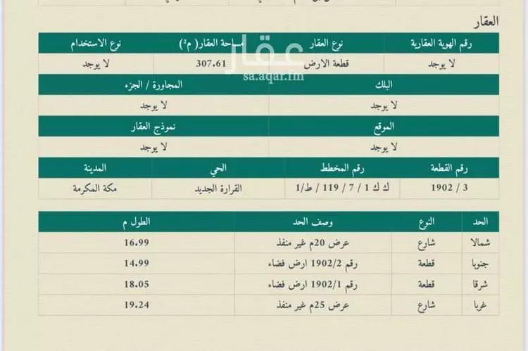 أرض للبيع في شارع 28 القرارة الجديدة, حي القرارة الجديد, مدينة مكة المكرمة, منطقة مكة المكرمة