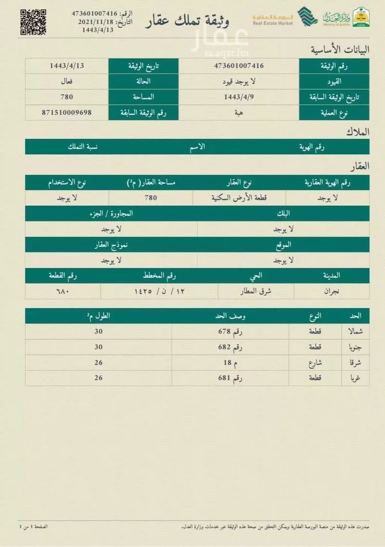 Land for Sale in Najran Al Sahban Subdivision