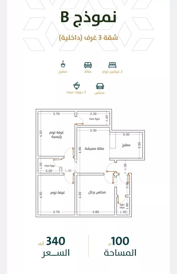 شقة للبيع في شارع الخليفة المأمون, حي الربوة, مدينة جدة, منطقة مكة المكرمة صورة 3