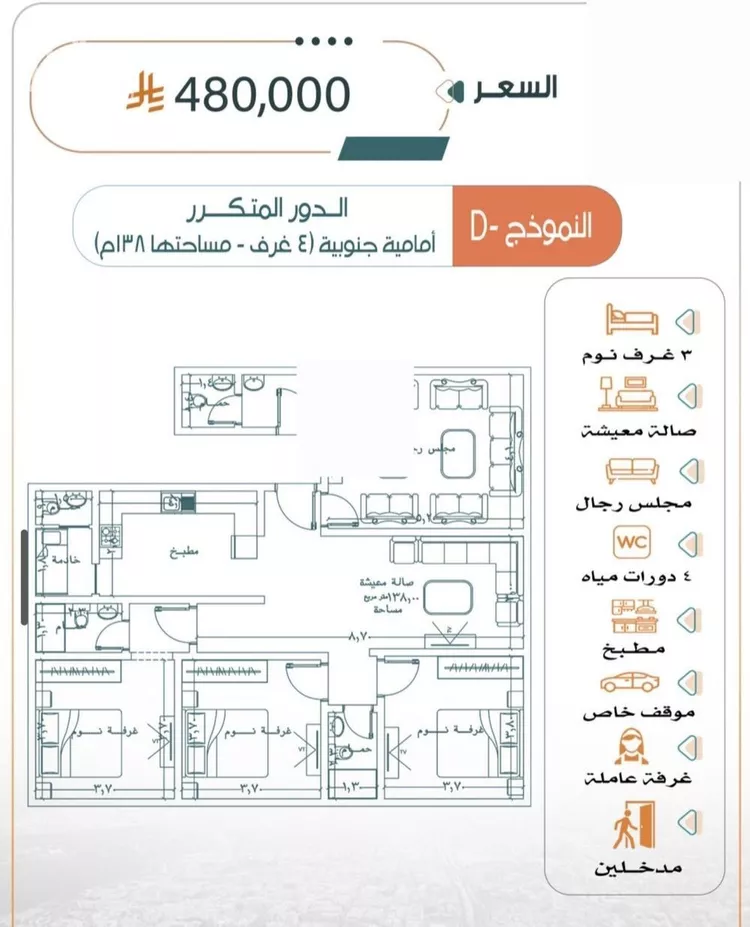 شقة للبيع في شارع عبدالله ابن مرداد, حي الربوة, مدينة جدة, منطقة مكة المكرمة 1 صورة