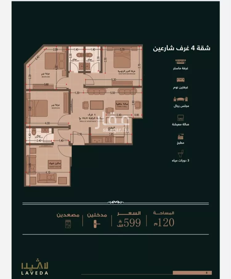 شقة للبيع في شارع اهبان بن عباد, حي النعيم, مدينة جدة, منطقة مكة المكرمة