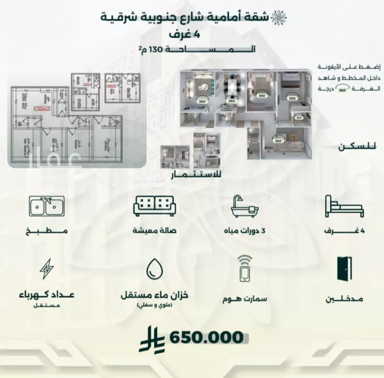 شقة للبيع في شارع محمد حسن العواد, حي الروضة, مدينة جدة, منطقة مكة المكرمة صورة 2