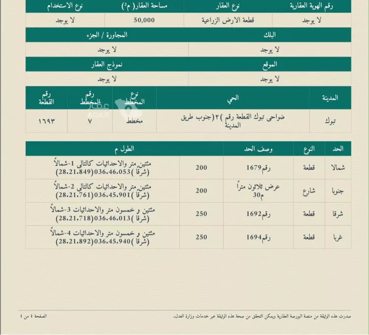 مزرعة للبيع في مدينة تبوك, منطقة تبوك