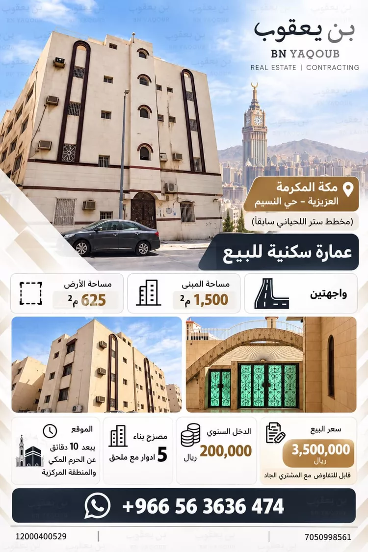 عمارة للبيع في شارع النصية ، حي ولي العهد ، مكة ، منطقة مكة المكرمة 3
