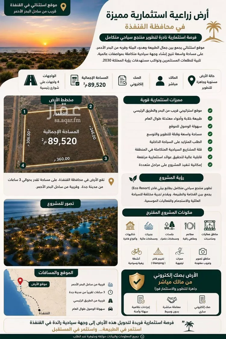 مزرعة للبيع في شارع هشام بن العاص, حي الصالحي, مدينة القنفذة, منطقة مكة المكرمة صورة 2