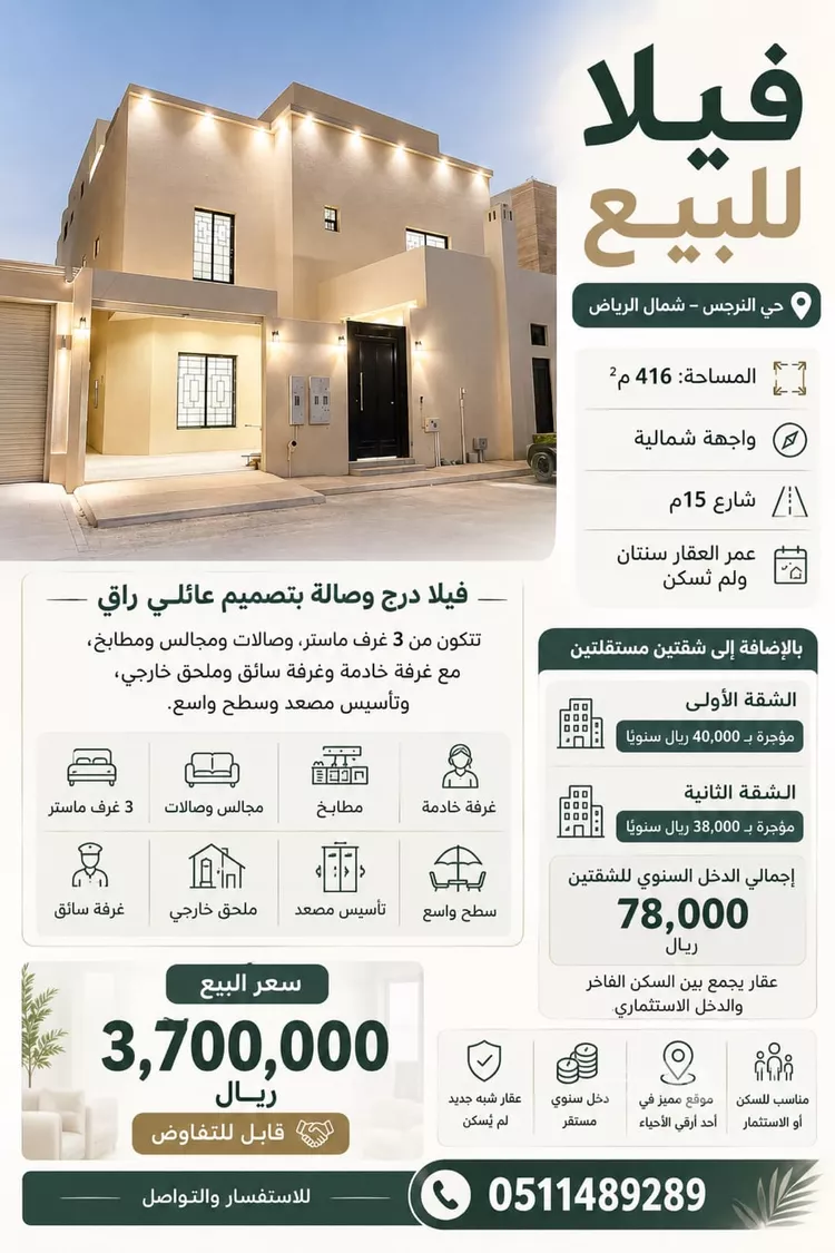 Villa for Sale in Riyadh An Narjis