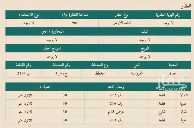 Land for Sale in Jeddah Al Frosyah