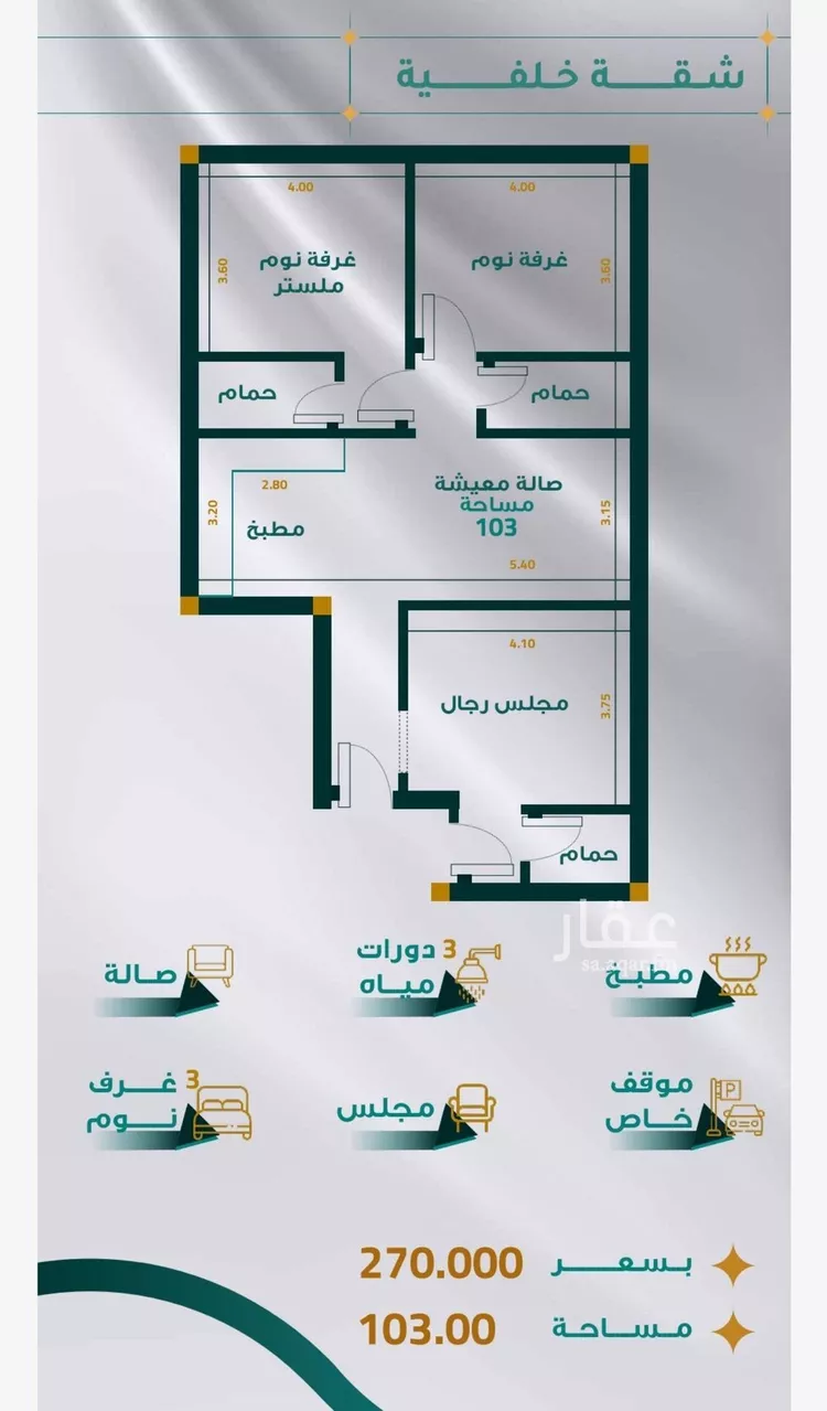 شقة للبيع في شارع محمد بن يزيد الثمالي بن المبرد, حي مريخ, مدينة جدة, منطقة مكة المكرمة