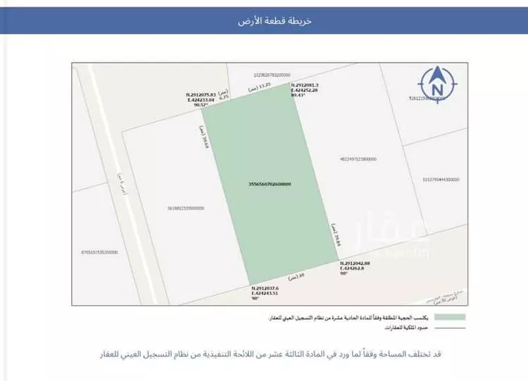 أرض للبيع في شارع سلمان الفارسي, حي النخيل, مدينة الشماسية, منطقة القصيم