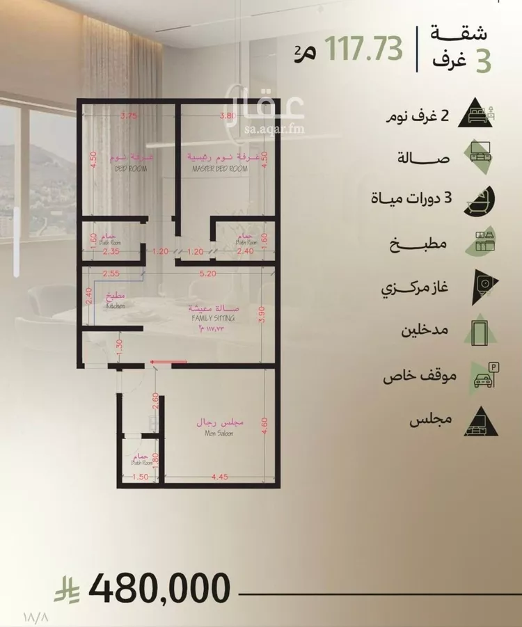 شقة للبيع في شارع الحسن بن مسلم, حي أبحر الجنوبية, مدينة جدة, منطقة مكة المكرمة