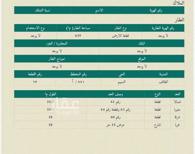 أرض للبيع في شارع 20179527, حي القلت, مدينة الطائف, منطقة مكة المكرمة