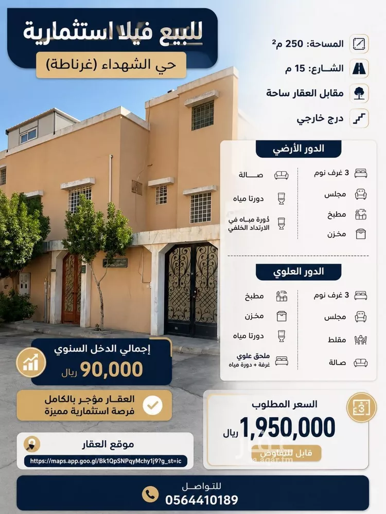 فيلا للبيع في شارع شهيد الدين ثم الوطن عبدالمغنى عواض الث, حي الشهداء, مدينة الرياض, منطقة الرياض