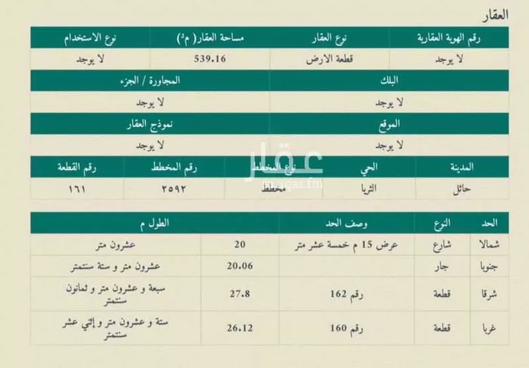 استراحة للبيع في شارع 221 , حي قفار, مدينة حائل, منطقة حائل