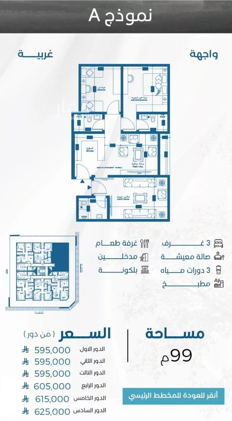 شقة للبيع في شارع الملك الصالح ايوب ابن الكامل, حي الرويس, مدينة جدة, منطقة مكة المكرمة صورة 4