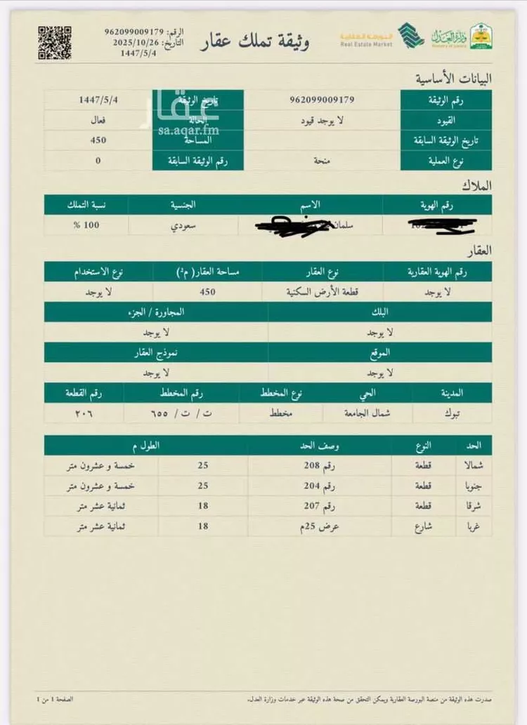 Land for Sale in Tabuk Housing of public security forces