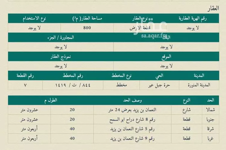 أرض للبيع في شارع النعمان ابن يزيد, حي السكب, مدينة المدينة المنورة, منطقة المدينة المنورة