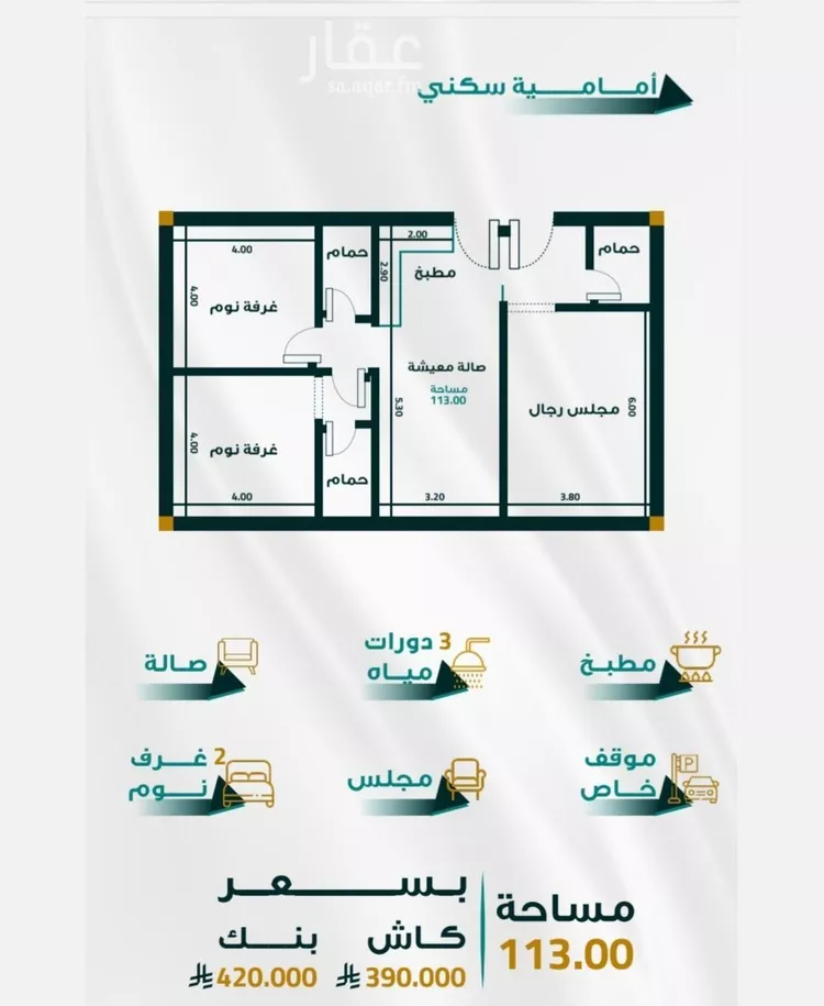 شقة للبيع في شارع ابو ذر الغفاري, حي الفيحاء, مدينة جدة, منطقة مكة المكرمة صورة 3