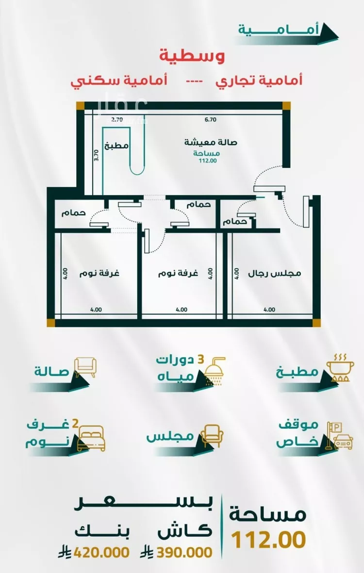 شقة للبيع في شارع ابو ذر الغفاري, حي الفيحاء, مدينة جدة, منطقة مكة المكرمة صورة 2