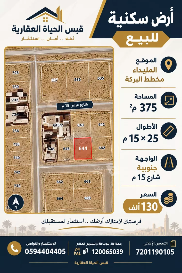 أرض للبيع في شارع عامر بن أبي بكر, حي الميداء, مدينة البصر, منطقة القصيم