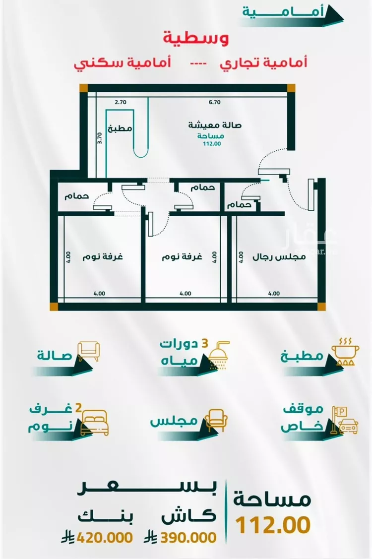 شقة للبيع في شارع ابو ذر الغفاري, حي الفيحاء, مدينة جدة, منطقة مكة المكرمة صورة 3