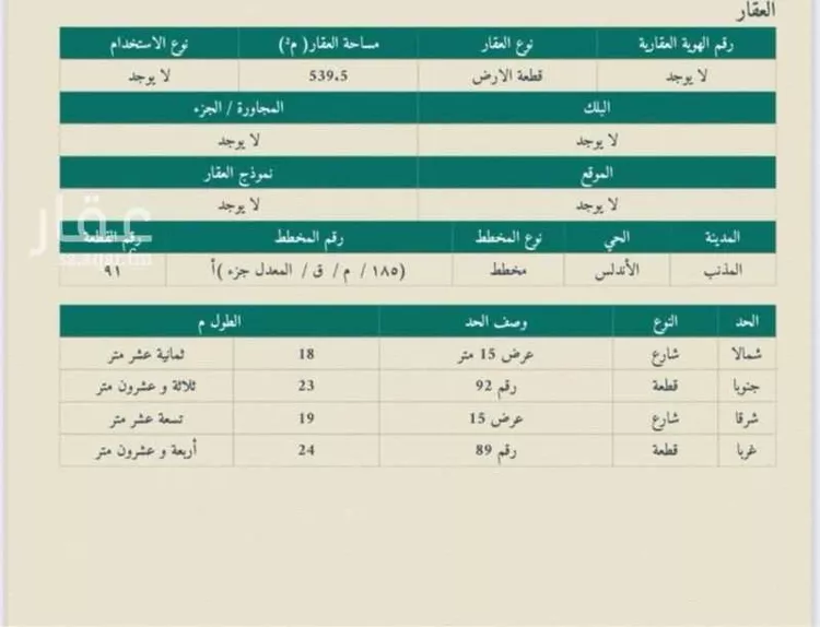 أرض للبيع في شارع ابن الخطيب ، حي الريان الشرقي ، الشورقية ، المذنب صورة 2