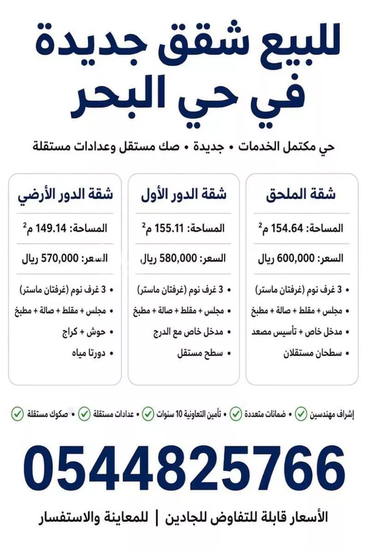 شقة للبيع في شارع البحر 793, حي البحر, مدينة الجبيل, المنطقة الشرقية