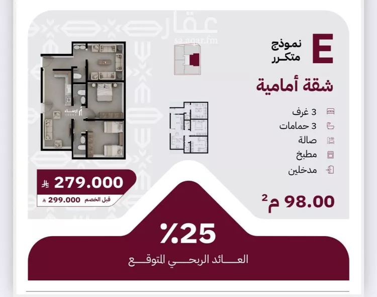 شقة للبيع في شارع شقرون المغراوي, حي الريان, مدينة جدة, منطقة مكة المكرمة