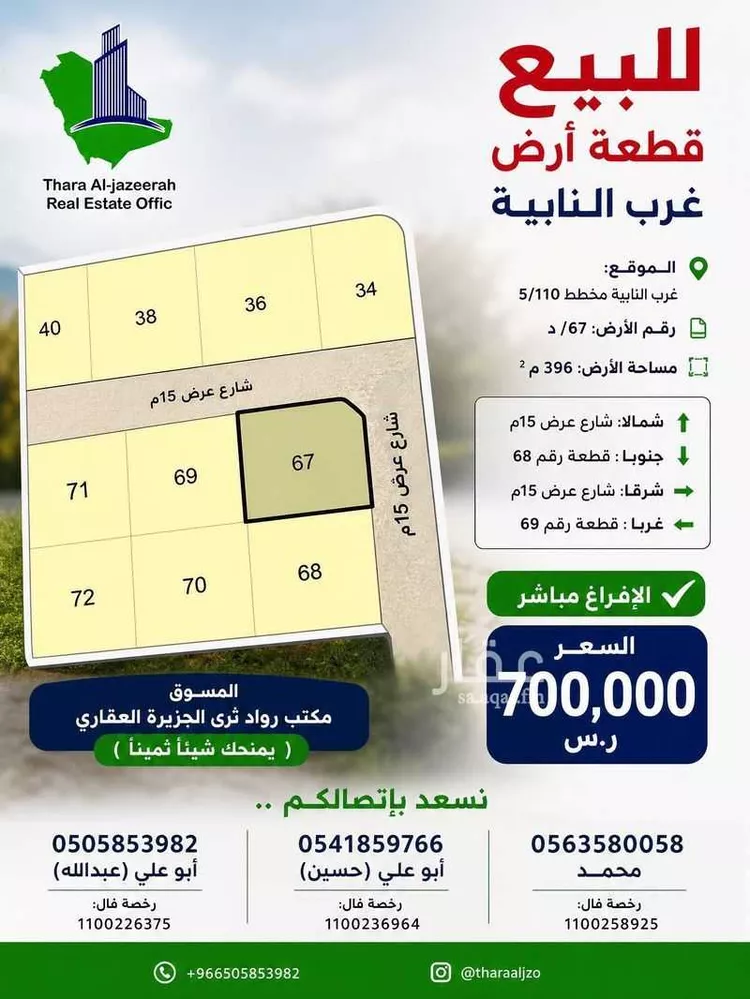 أرض للبيع في شارع ذكوان الخزرجي, حي النابية, مدينة القطيف, المنطقة الشرقية