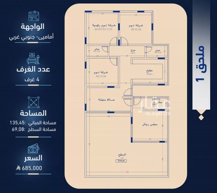 شقة للبيع في شارع الطفيل ابن زيد, حي الربوة, مدينة جدة, منطقة مكة المكرمة