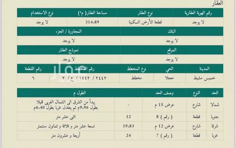Land for Sale in Khamis Mushait Al Wahah