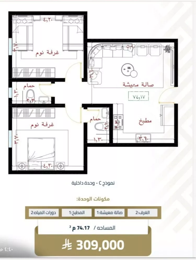 شقة للبيع في شارع عبيدة ابن حميد, حي الفيصلية, مدينة جدة, منطقة مكة المكرمة صورة 2