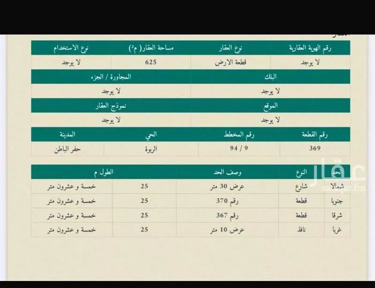 أرض للبيع في شارع الملك خالد بن عبدالعزيز, حي الربوة, مدينة حفر الباطن, المنطقة الشرقية صورة 2