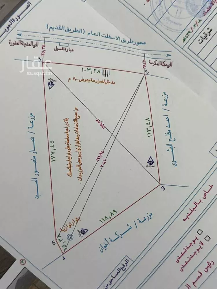 أرض للإيجار في عسفان ، الجموم