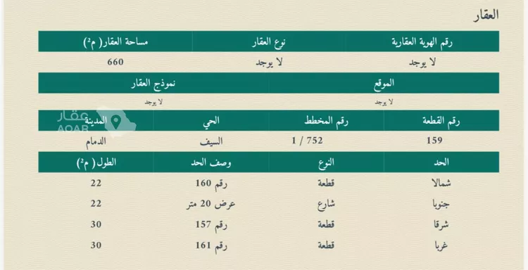 أرض للبيع في شارع الأنوار, حي السيف, مدينة الدمام, المنطقة الشرقية