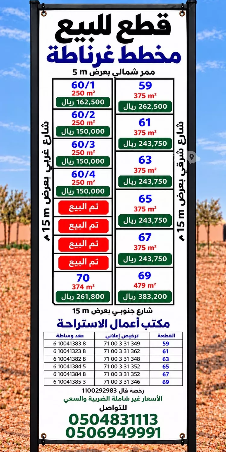 أرض للبيع في حي غرناطة, مدينة بريدة, منطقة القصيم